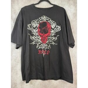VTG Y2K 90s‎ JNCO Jeans Men XXL Black Red Skull Metallic Puff Print Skater